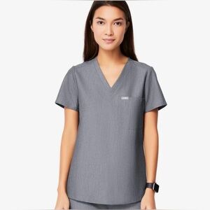 Figs Caterina Technical Collection V-Neck Women's Scrub Top in Charcoal Medium